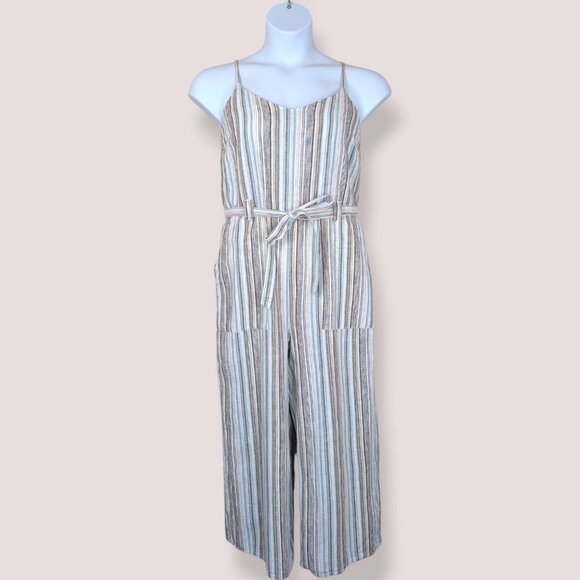 Universal Thread Linen Blend Striped Jumpsuit - Picture 1 of 8
